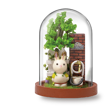 DIY Miniature Bell Jars Decorations, for Dollhouse Accessories Pretending Prop Decorations, Rabbit Pattern, 26x45mm