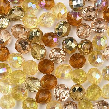 Fire-Polished Czech Glass Beads, Faceted, Ananas, Yellow, 10x10mm, Hole: 1.4mm, about 60pcs/bag