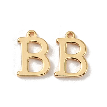 Brass Pendants, Real 18K Gold Plated, Letter B, 9.5x6.5x1.3mm, Hole: 0.8mm