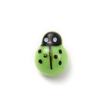 Plastic Cabochons, Ladybug, Light Green, 13x9.5x5.8mm