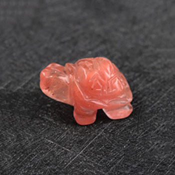 Watermelon Stone Glass Carved Healing Tortoise Figurines, Reiki Stones Statues for Energy Balancing Meditation Therapy, 53~54.5x35~37x23~25.5mm
