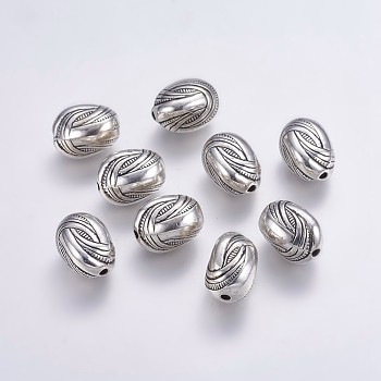 CCB Plastic Beads, Weave Pattern Beads, Oval, Antique Silver, 18x14x14mm, Hole: 2mm