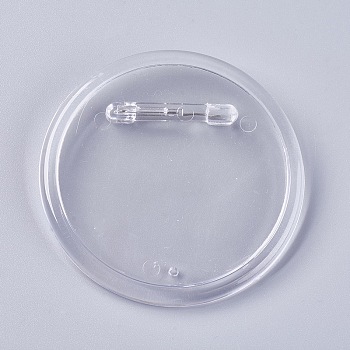 Transparent Acrylic Brooch Cabochon Bezel Settings, with Iron Pin Back Bar Findings, Clear, 65x5mm, Pin: 0.7mm, Tray: 56mm