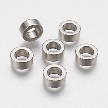 201 Stainless Steel Beads, Large Hole Beads, Column, Stainless Steel Color, 10x4mm, Hole: 6mm