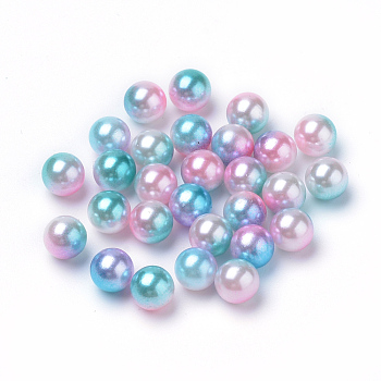 Rainbow Acrylic Imitation Pearl Beads, Gradient Mermaid Pearl Beads, No Hole, Round, Sky Blue, 8mm, about 2000pcs/500g