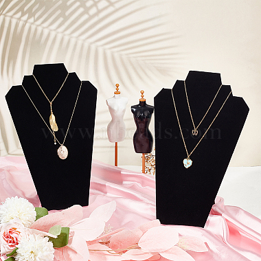 Bust Velvet Cover with Cardboard Paper Necklace Display Stands(NDIS-WH0010-15)-5