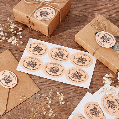olycraft 30feuilles d'étiquettes cadeaux autocollantes en papier kraft(DIY-OC0009-12)-5