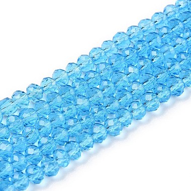 Cyan Rondelle Glass Beads