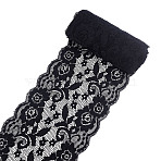 Elastic Lace Trim, Lace Ribbon For Sewing Decoration , Black, 145~160mm(OCOR-WH0057-10B)