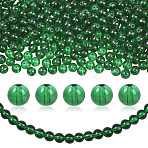 3 Strands Baking Paint Transparent Glass Round Bead Strands, Green, 8.5~9mm, Hole: 1.5mm, about 100~105pcs/strand, 31.80''(80.77cm)(DGLA-PA0001-02B)