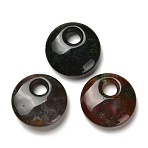 Natural Indian Agate Pendants, Flat Round Charms, 30x8~8.5mm, Hole: 8.5mm(G-H073-05E)