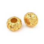 Brass Pave Clear Cubic Zirconia European Beads, Large Hole, Textured Rondelle, Matte Gold Color, 8x5.5mm, Hole: 4mm(KK-A292-08MG)
