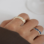 2Pcs 2 Styles Alloy Enamel Open Cuff Ring for Women, Golden, Mixed Color, 3.5mm, Inner Diameter: Adjustable, pc/style(RJEW-LP0002-38)