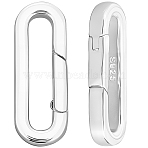 2Pcs 925 Sterling Silver Spring Gate Rings, Oval, 925 Sterling Silver Plated, 20x7x2mm, 2pcs/set(STER-SC0001-60)
