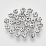 CCB Plastic Spacer Beads, Flower, Platinum, 4.5x2mm, Hole: 1mm, about 1554pcs/37g(X-CCB-T009-21A)