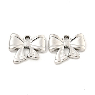 Non-Tarnish 304 Stainless Steel Charms, Bowknot Charm, Stainless Steel Color, 12x14.5x2mm, Hole: 1.6mm(STAS-A099-11P)