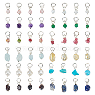DIY Pendant Jewelry Making Finding Kit, Including 48Pcs 12 Style Natural & Synthetic Mixed Gemstone & Pearl Beaded Pendants, with Iron Jump Rings, Chip & Round & Oval, 15~22mm, Hole: 4.2mm, 4Pcs/style(PALLOY-AB00053)