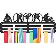 Sports Theme Iron Medal Hanger Holder Display Wall Rack, with Screws, Judo Pattern, 150x400mm(ODIS-WH0021-577)