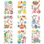 PVC Wall Stickers, Rectangle with Easter Theme Pattern, for Home Living Room Bedroom Decoration, Colorful, 350x240mm, 9 sheets/set(DIY-WH0228-145)