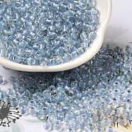 6/0 Transparent Colours Glass Seed Beads, Rondelle, Light Steel Blue, 4x3mm, Hole: 1.4mm, about 7500pcs/pound(SEED-P006-01A-13)