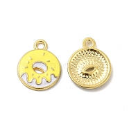 Alloy Enamel Pendants, Donut Charm, Golden, Yellow, 19x15x2mm, Hole: 2mm(ENAM-J650-08G-03)