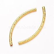 Curved Brass Tube Beads, Real 18K Gold Plated, 50.5x3mm, Hole: 2mm(KK-D508-13G)