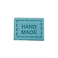 Microfiber Label Tags, Clothing Handmade Labels, for DIY Jeans, Bags, Shoes, Hat Accessories, Rectangle, Turquoise, 20x15mm(PATC-PW0001-003H)