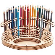 Detachable Wooden Drawing Pencil Display Stands, Pen Organizer Holder, Oval, Cornsilk, 253x130x125mm(DIY-WH0488-60)