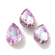 Glass Rhinestone Cabochons, Point Back & Back Plated, Faceted, Teardrop, Light Rose, 10x7x10mm(RGLA-G020-06B-D123)