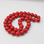 Synthetic Turquoise Beads Strands, Dyed, Round, Red, 6mm, Hole: 1mm, about 66pcs/strand, 15.7 inch(X-TURQ-H038-6mm-XXS17)