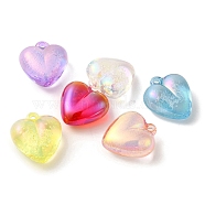 Transparent Acrylic Bubble Pendants, Heart, Mixed Color, 27.5x24.5x13mm, Hole: 3.2mm(OACR-B020-09)