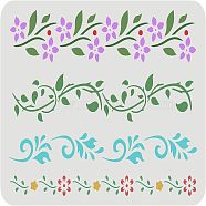 Large Plastic Reusable Drawing Painting Stencils Templates, for Painting on Scrapbook Fabric Tiles Floor Furniture Wood, Rectangle, Floral Pattern, 297x210mm(DIY-WH0202-454)