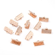304 Stainless Steel Ribbon Crimp Ends, Rose Gold, 7x13x5.5mm, Hole: 1.5x2.5mm(STAS-L244-51D-RG)