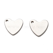 201 Stainless Steel Charms, Laser Cut, Heart, Stainless Steel Color, 11.5x10.5x1mm, Hole: 1.4mm(STAS-I172-29P)