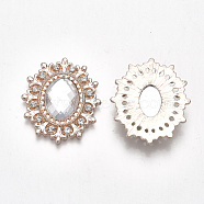 Alloy Cabochons, with Acrylic Rhinestone and Glass Rhinestone, Faceted, Oval, Light Gold, Clear, 28x24x4mm(PALLOY-T066-12P)