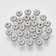 CCB Plastic Spacer Beads, Flower, Platinum, 4.5x2mm, Hole: 1mm, about 1554pcs/37g(X-CCB-T009-21A)