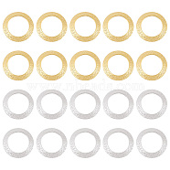 20Pcs 2 Colors Brass Linking Rings, Lead Free & Cadmium Free, Textured Round Ring, Mixed Color, 18x2mm, Inner Diameter: 12mm, 10pcs/color(KK-BC0012-90)