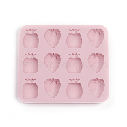 Food Grade Silicone Molds, Fondant Molds, Ice Cube Molds, For DIY Cake Decoration, Chocolate, Candy, UV Resin & Epoxy Resin Jewelry Making, Strawberry & Pineapple, Pink, 145x130x14.5mm, Strawberry: 34.5x26.5mm, Pineapple: 31x24.5mm(DIY-I021-31)