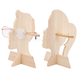 2Sets 2 Style Wood Glasses Displays Stands, Man Head, Bisque, 1set/style(ODIS-OC0001-37)