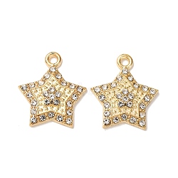 Alloy Pendants with Rhinestone, Star, Golden, 20.5x17.5x3.5mm, Hole: 1.8mm(X1-FIND-H051-09G)