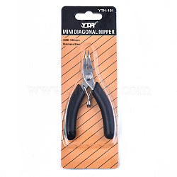 Stainless Steel Mini Diagonal Nipper Pliers, Flush Cutter, Ferronickel, with PVC Handle, Black, 10x5.3x1cm(TOOL-R119-03)