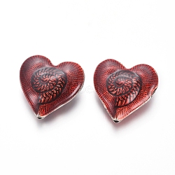 Antique Silver Plated Alloy Beads, with Enamel, Heart, Red, 30x30x10mm, Hole: 2.5mm(ENAM-L031-H01-AS)
