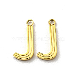 304 Stainless Steel Pendants, Letter Charms, Letter J, 14.5x7x1.5mm, Hole: 1.6mm(STAS-L022-022G-J)