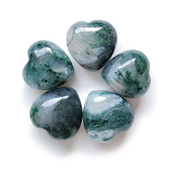Natural Moss Agate Healing Stones, Heart Love Stones, Pocket Palm Stones for Reiki Ealancing, 15x15x10mm(PW-WG33638-29)