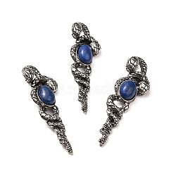 Natural Lapis Lazuli Dyed Big Pendants, Snake Charms, with Rack Plating Antique Silver Tone Alloy Findings, Cadmium Free & Lead Free, 61.5x20x13mm, Hole: 8x5.5mm(G-B033-06AS-18)