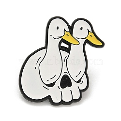 Animal Black Alloy Brooches, Enamel Pins for Backpack Clothes, Duck, 32x27mm(JEWB-Z027-02D)