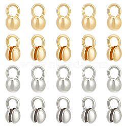 20Pcs 2 Colors Alloy Bead Tips, Calotte Ends, Clamshell Knot Cover, Round, Platinum & Golden, 6~6.5x3.5mm, Hole: 2mm, Inner Diameter: 3.5mm, 10Pcs/color(FIND-BC0005-48)