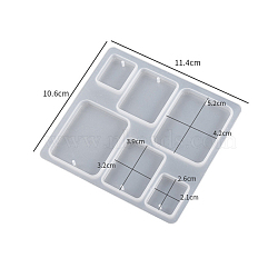 Geometry Pendant Silicone Molds, Resin Casting Molds, For UV Resin, Epoxy Resin Jewelry Making, White, Rectangle, 106x140x5.8mm(SIMO-PW0003-02A)