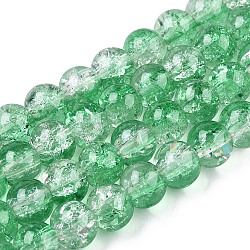 Baking Painted Crackle Glass Bead Strands, Round, Medium Sea Green, 6mm, Hole: 1.3~1.6mm, about 133pcs/strand, 31.4 inch(CCG-S001-6mm-19)