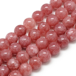 Natural Rhodochrosite Beads Strands, Round, Dyed, 12x11.5mm, Hole: 1mm, about 34pcs/strand, 16.3 inch(X-G-S150-06-12mm)